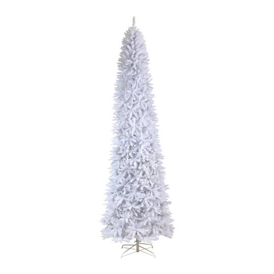 11ft. Pre-Lit Slim White Artificial Christmas Tree, Warm White LED Lights